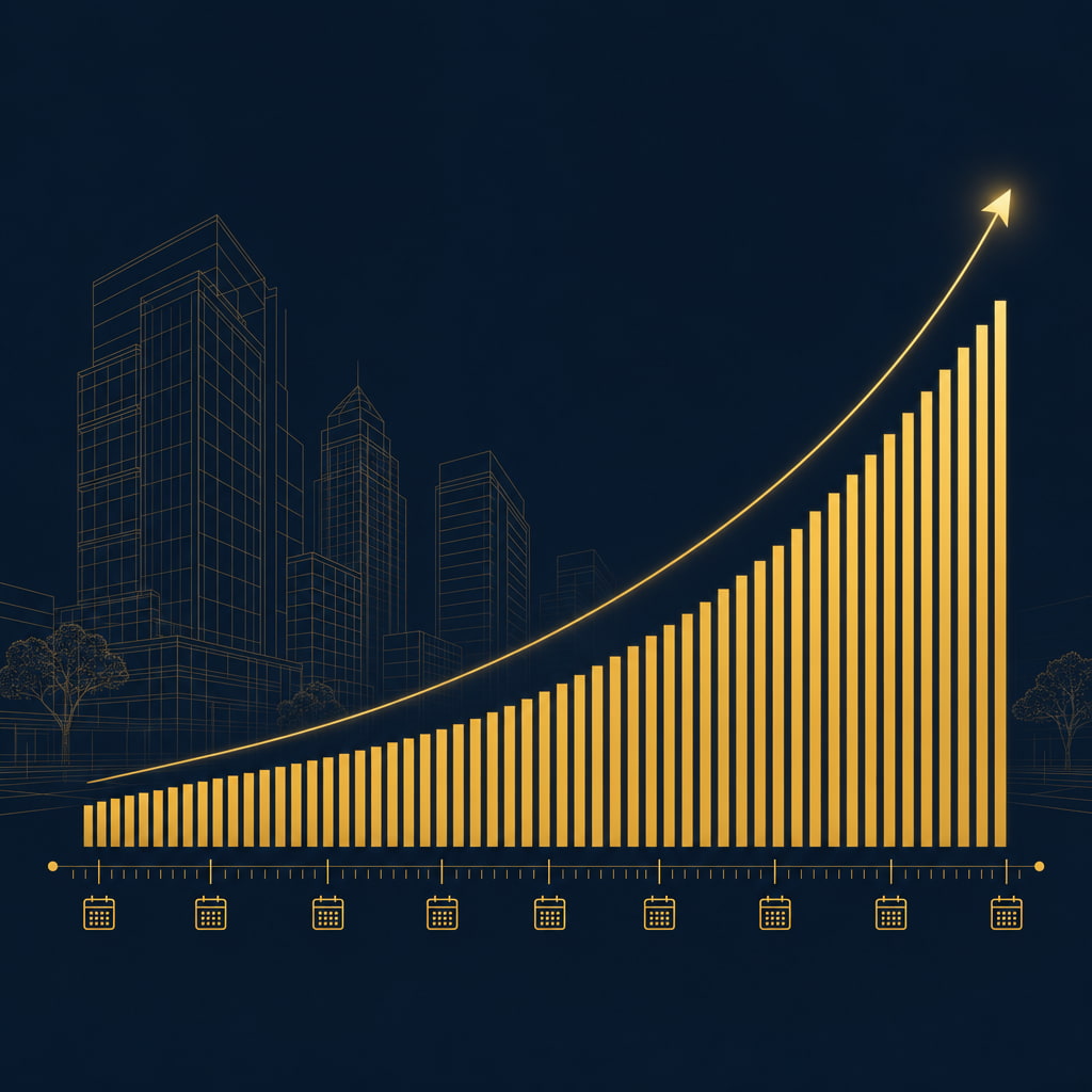 Progression des leads générés sur 45 jours de campagne Google Ads, illustration BTP