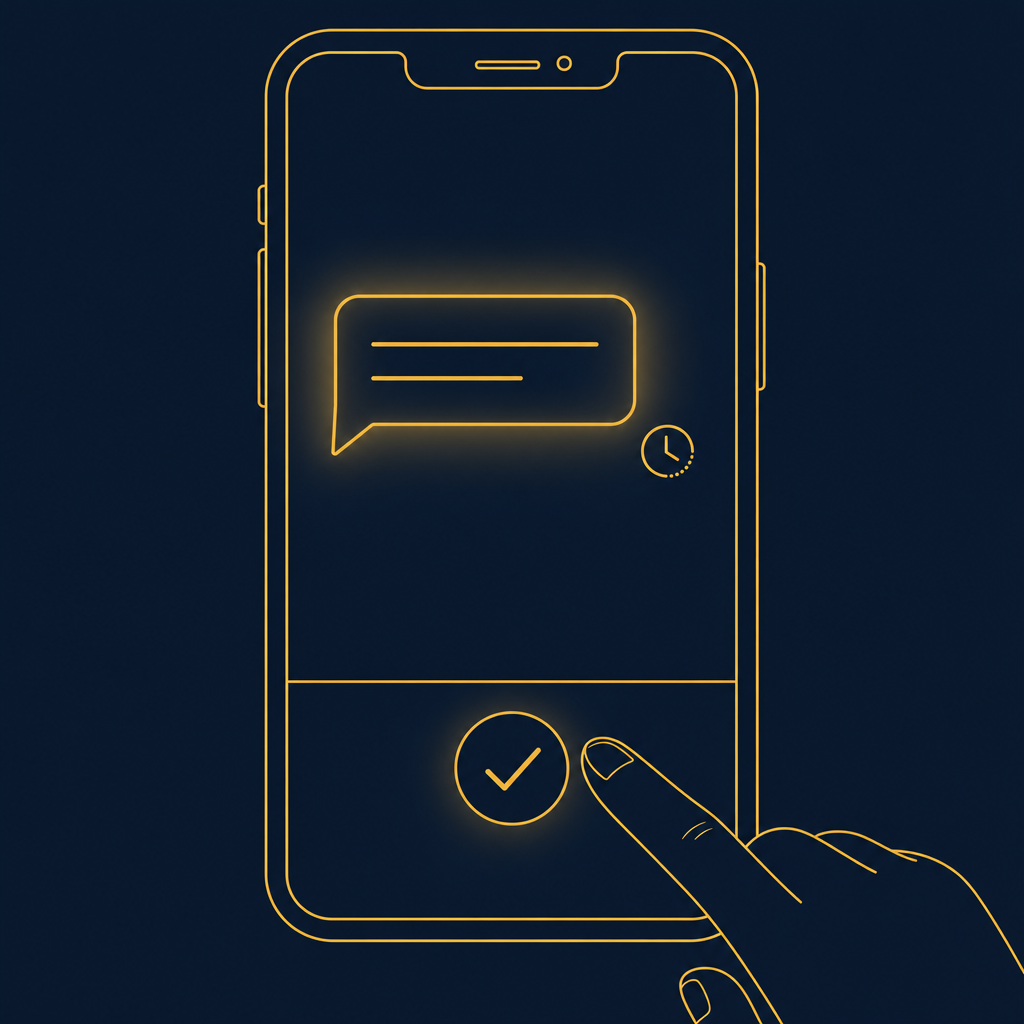 Message de relance client artisan BTP en attente de validation sur smartphone