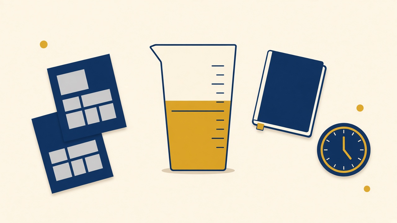 Le plafond du temps récupérable en automatisation, un verre à moitié rempli et des documents